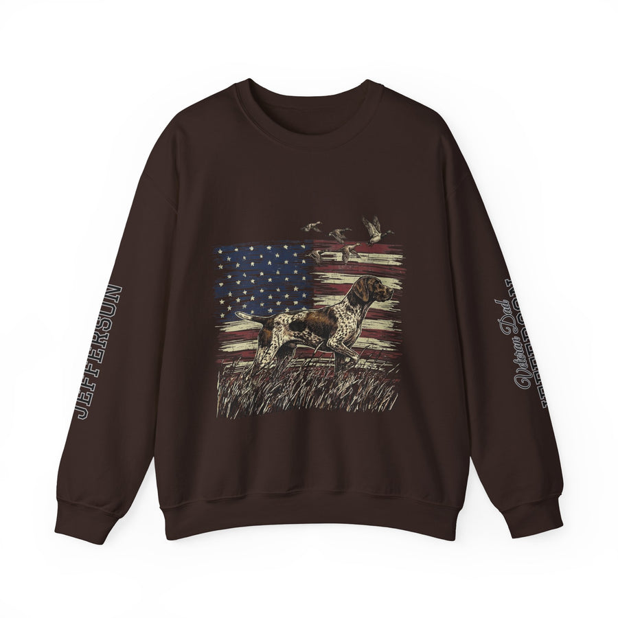 Personalized Patriotic Dog Sweatshirt, Custom Family Name Pullover, American Flag Dog Crewneck, USA Dog Lover Gift, Fourth of July Shirt