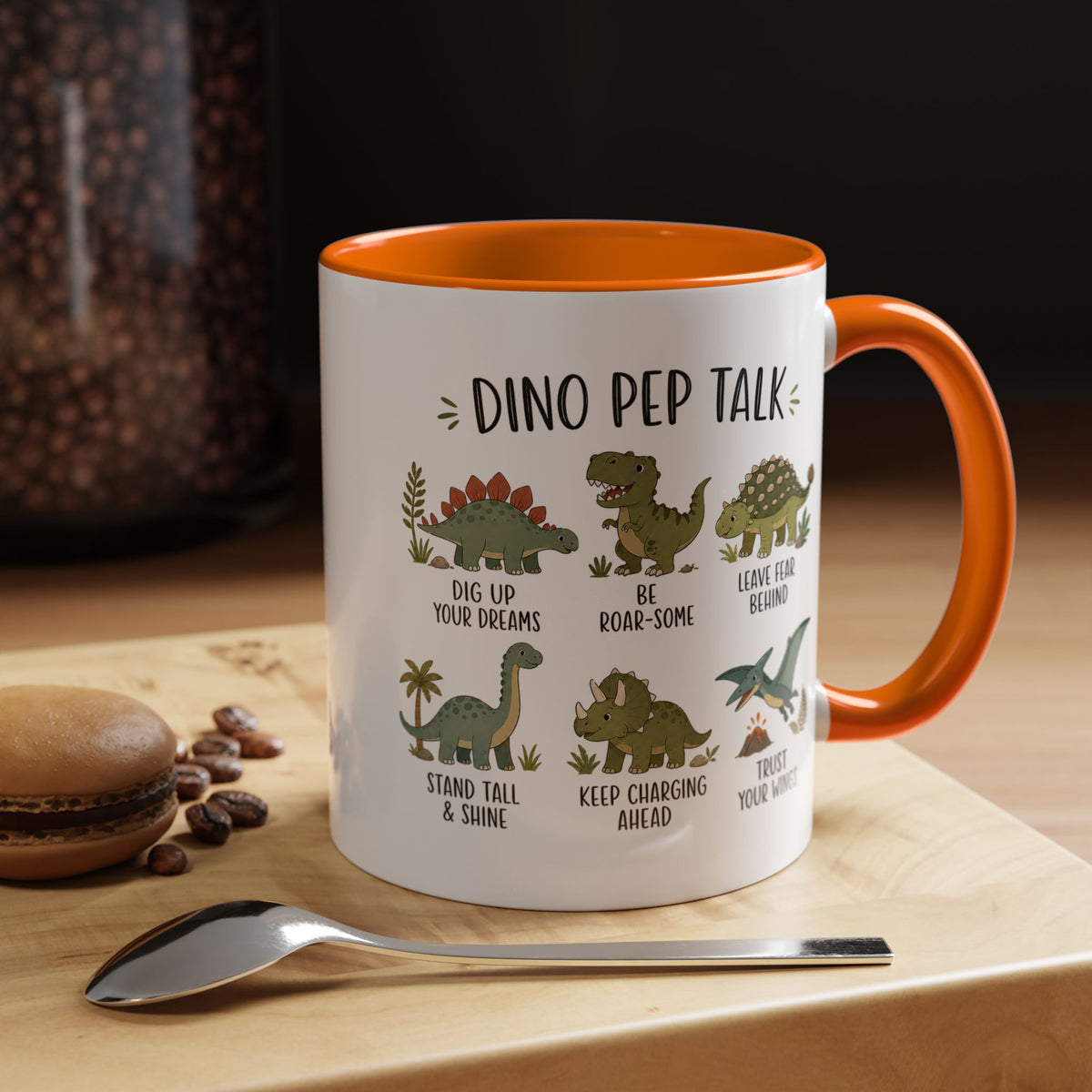 Dinosaur Encouragement Mug, Dino Pep Talk Coffee Mug, Motivational Dinosaur Gift for Kids, Teacher Classroom Positive Mindset Mug