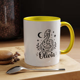 Personalized Snake Mug with Name, Celestial Serpent Coffee Cup, Custom Witchy Gift for Snake Lover, Gothic Botanical Birthday Gift