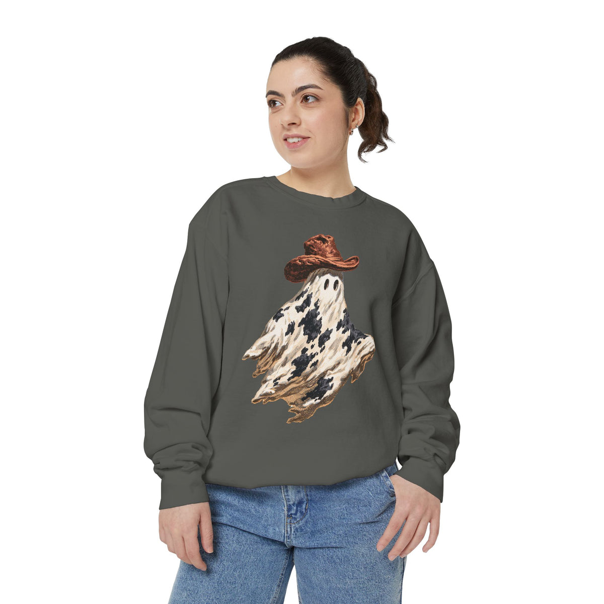 Western Ghost Halloween Sweatshirt, Cowboy Hat Spooky Pullover, Cute Vintage Fall Gift for Cowgirl, Country October Outfit for Women