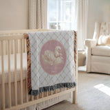 Personalized Swan Baby Woven Blanket Princess Nursery Blanket Custom Name Baby Girl Blanket Baby Shower Gift Nursery Decor