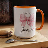 Personalized Nurse Mug, Custom Nurse Name Coffee Mug, Pink Stethoscope Gift, RN Appreciation Gift, Nurse Graduation Cup
