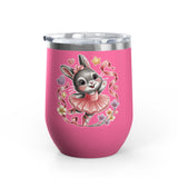 Ballet Bunny Wine Tumbler, Cute Pink Rabbit Cup, Gift for Ballerinas, Dance Students, Bunny Lovers and Ballet Besties