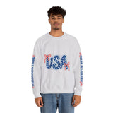 USA Patriotic Sweatshirt, American Flag Ribbon Pullover, Vintage Stars and Stripes Top, Fourth of July Outfit, Americana Gift for Women