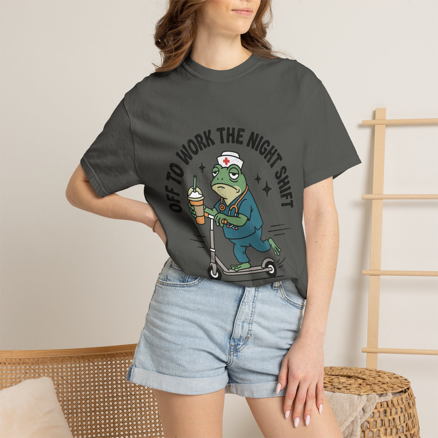 Night Shift Nurse Comfort Colors Shirt, Funny Nurse Frog Tee, Healthcare Worker Gift, RN CNA Nursing School Graduate Shirt