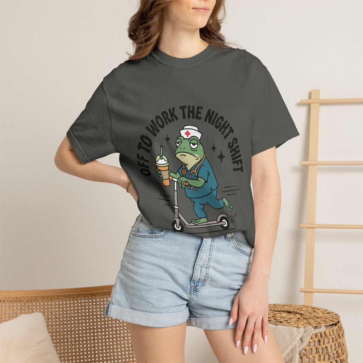 Night Shift Nurse Comfort Colors Shirt, Funny Nurse Frog Tee, Healthcare Worker Gift, RN CNA Nursing School Graduate Shirt