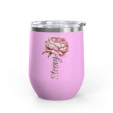 Floral Wine Tumbler, Pink Peony Insulated Tumbler, Flower Lover Gift, Elegant Drink Cup for Women, Summer Gift, Birthday Gift for Her