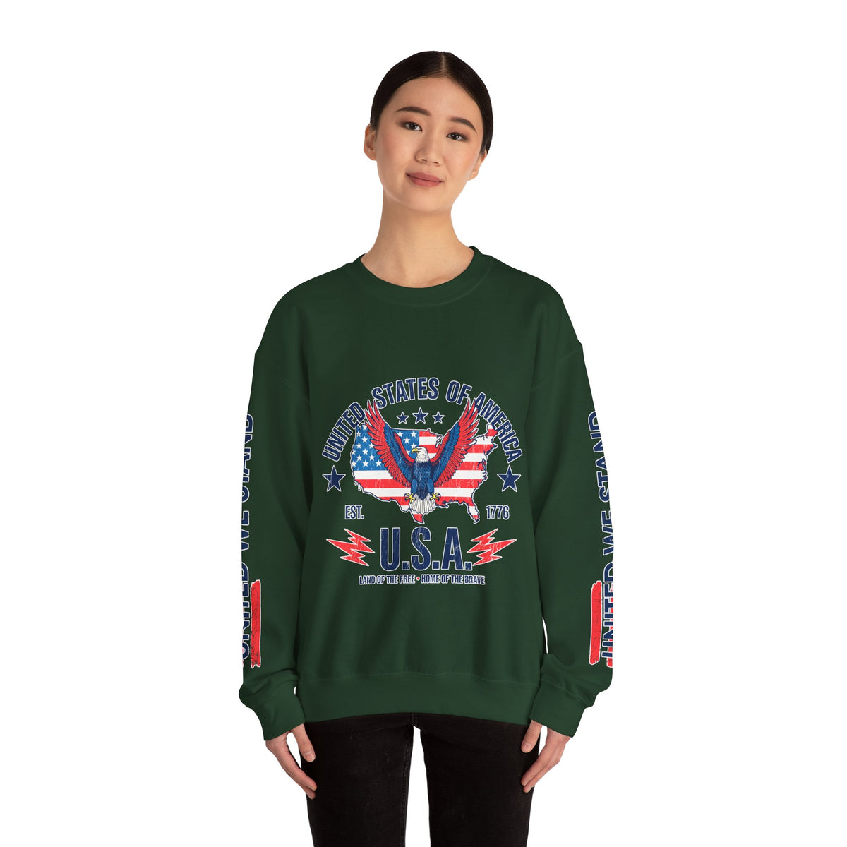 United We Stand Sweatshirt, American Eagle USA Pullover, Patriotic Flag Top, Vintage Americana Clothing, Fourth of July Gift for Women