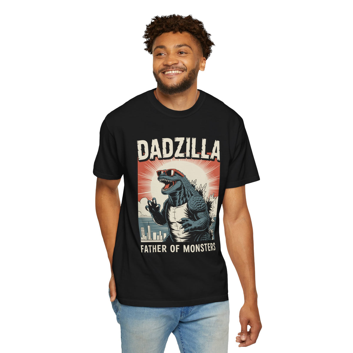Funny Dadzilla Comfort Colors Shirt, Father of Monsters Graphic Tee, Cool Dinosaur Dad Shirt, Father's Day Gift for Dad, Retro Kaiju Tee