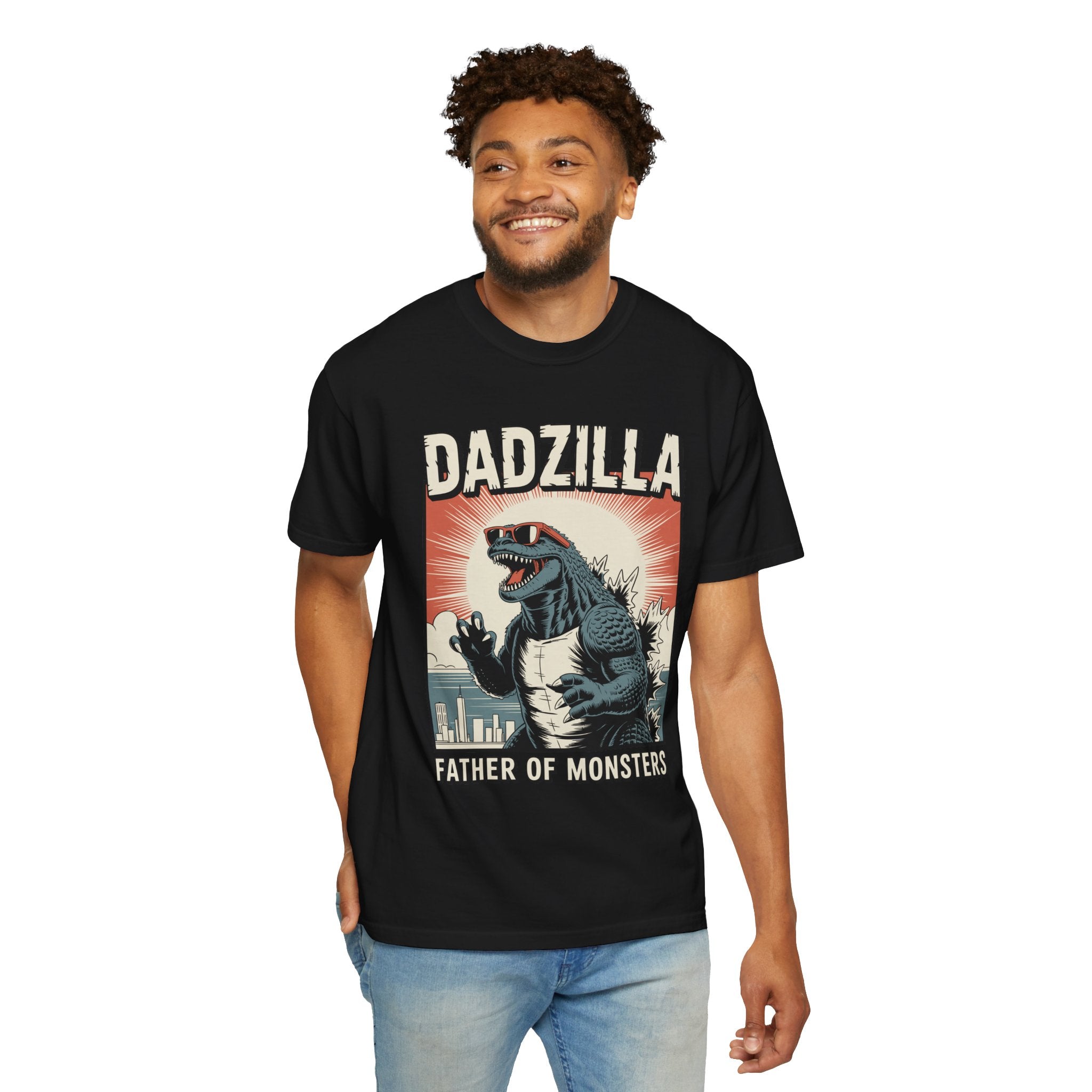 Funny Dadzilla Comfort Colors Shirt, Father of Monsters Graphic Tee, Cool Dinosaur Dad Shirt, Father's Day Gift for Dad, Retro Kaiju Tee