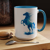 Blue Water Horse Mug, Abstract Horse Lover Coffee Mug, Majestic Stallion Art Cup, Equestrian Gift for Horse Lovers