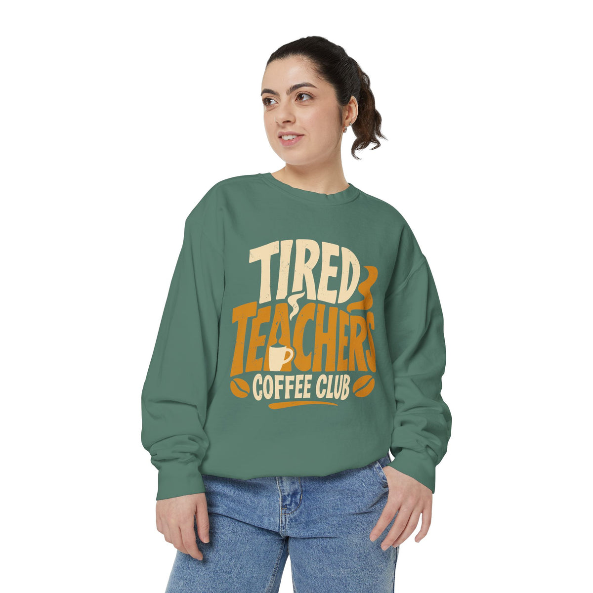 Tired Teachers Coffee Club Comfort Colors Sweatshirt, Funny Teacher Coffee Shirt, Educator Gift, Teacher Life Pullover