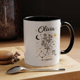 Personalized Scorpio Zodiac Mug, Custom Name Astrology Coffee Mug, Scorpio Birth Sign Gift for Her, Celestial Horoscope Cup