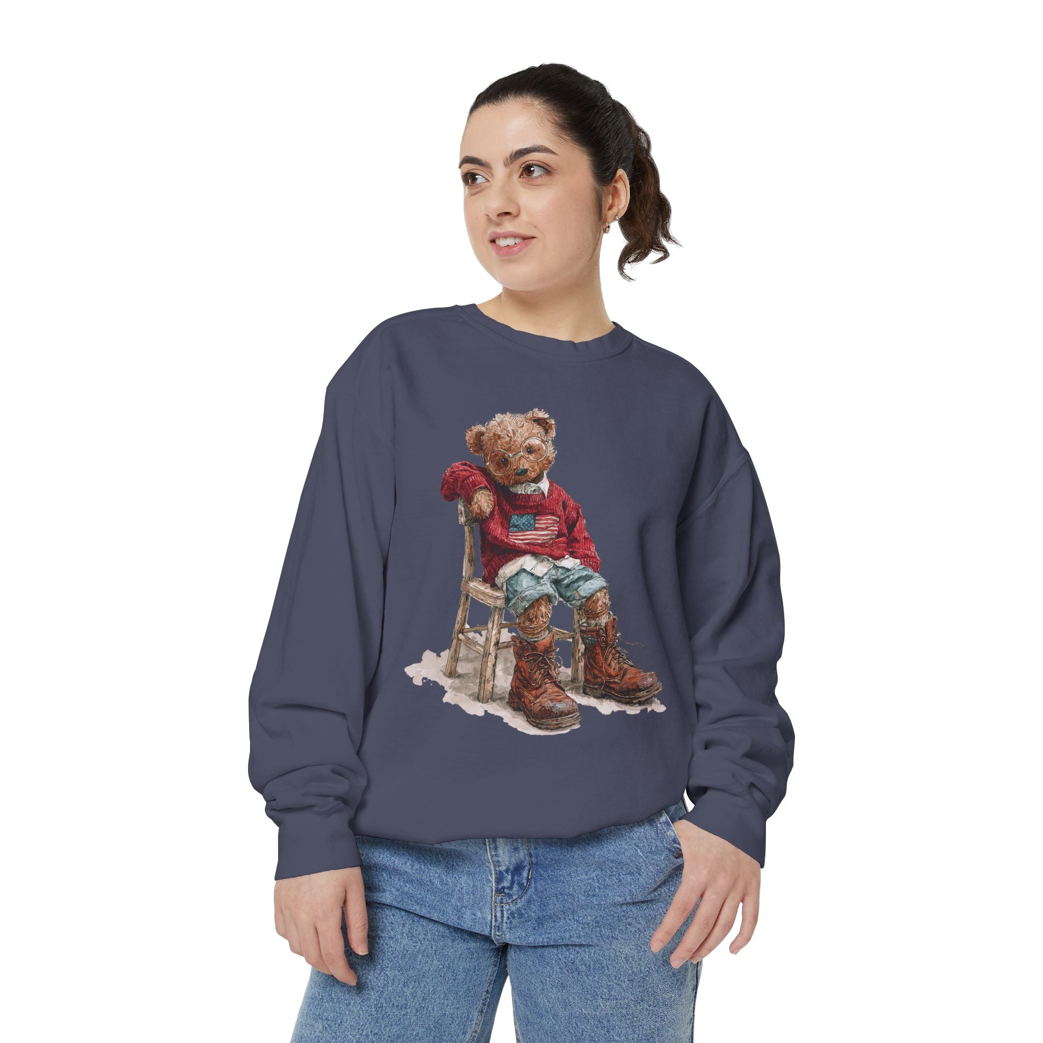 Cute Teddy Bear Sweatshirt, Cozy Bear Crewneck, Aesthetic Plush Bear Pullover, Soft Cute Animal Gift for Women Teens