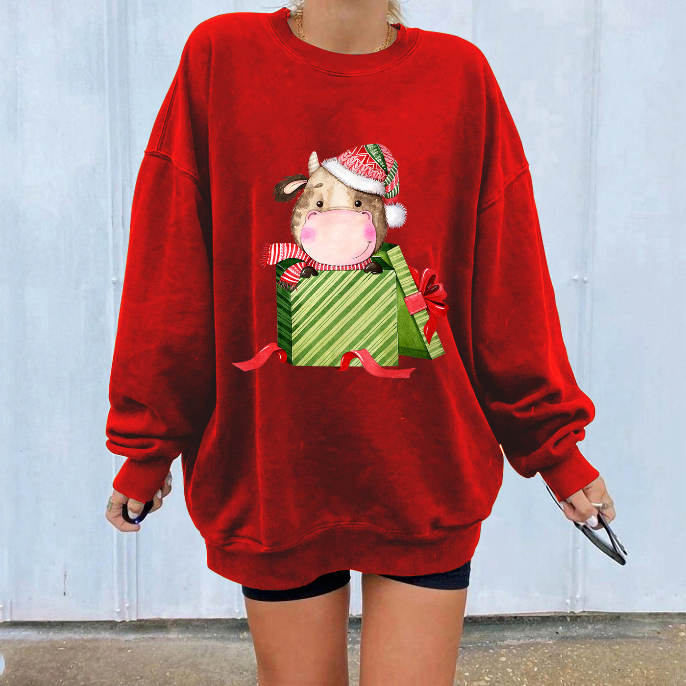 Christmas off shoulder hoodie Christmas gift