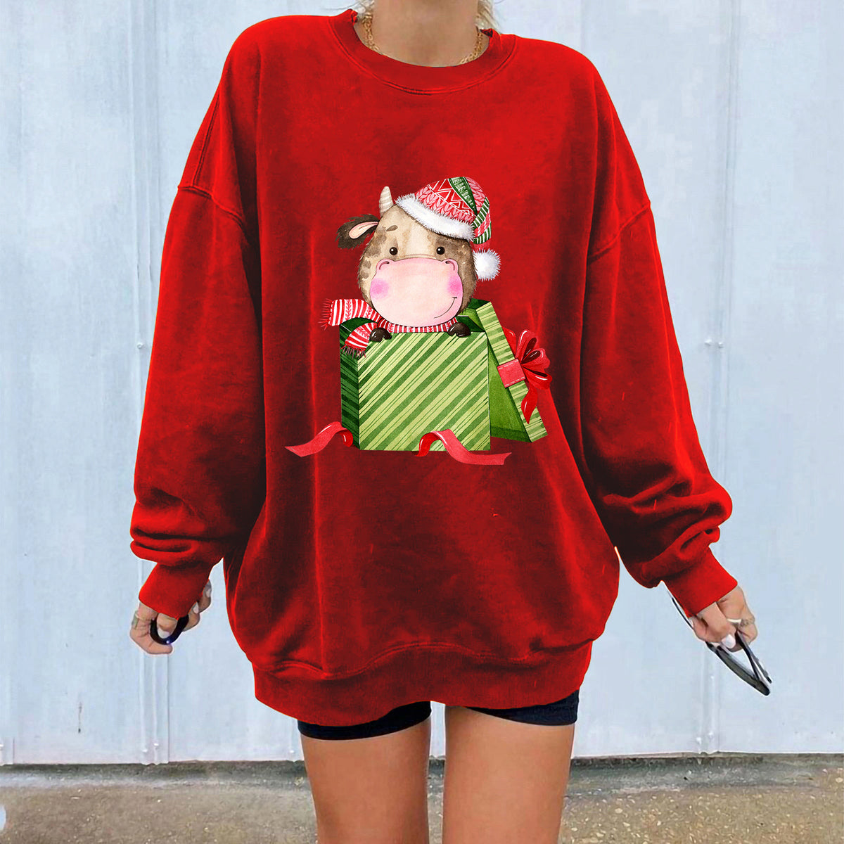 Christmas off shoulder hoodie Christmas gift