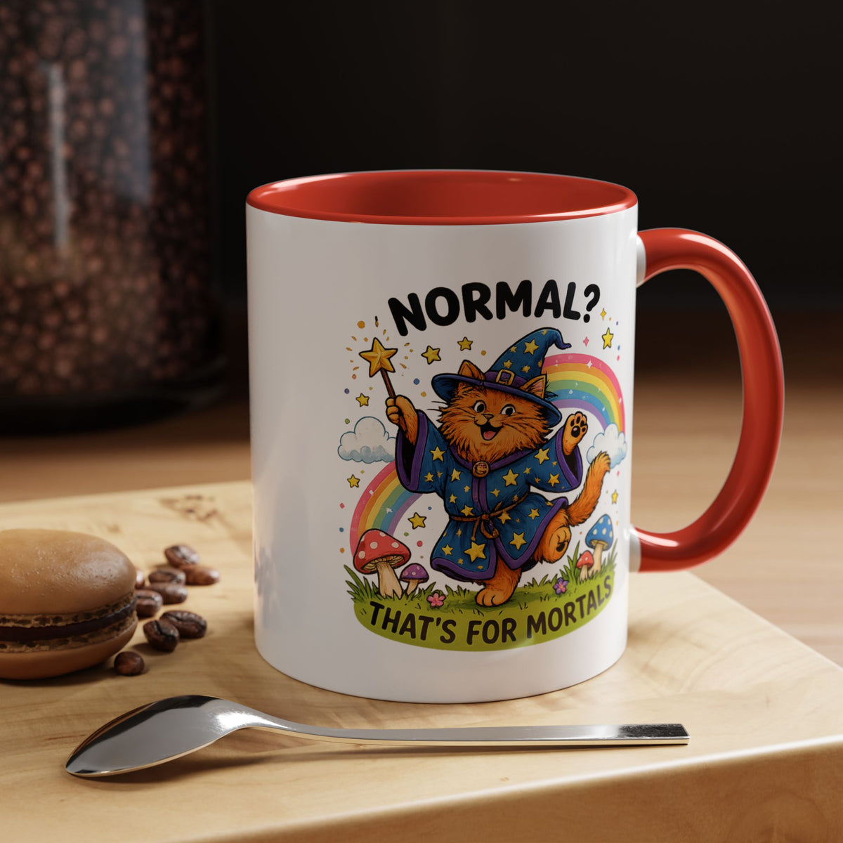 Funny Wizard Cat Mug, Normal That's For Mortals Coffee Mug, Magical Cat Lover Gift, Fantasy Wizard Kitty Mug for Book Lovers