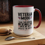 Funny Veteran Husband Mug, Veteran Mode Wife Updates Orders Coffee Cup, Military Spouse Gift for Retired Soldier, Anniversary or Birthday