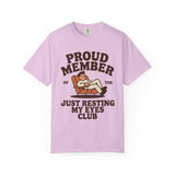 Funny Nap Lover Comfort Colors Shirt, Just Resting My Eyes Club Tee, Tired Adult Humor Shirt, Relaxation Graphic Tee Gif