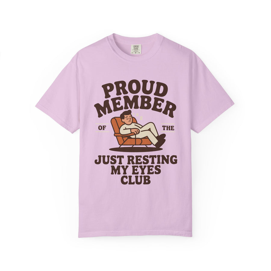 Funny Nap Lover Comfort Colors Shirt, Just Resting My Eyes Club Tee, Tired Adult Humor Shirt, Relaxation Graphic Tee Gif