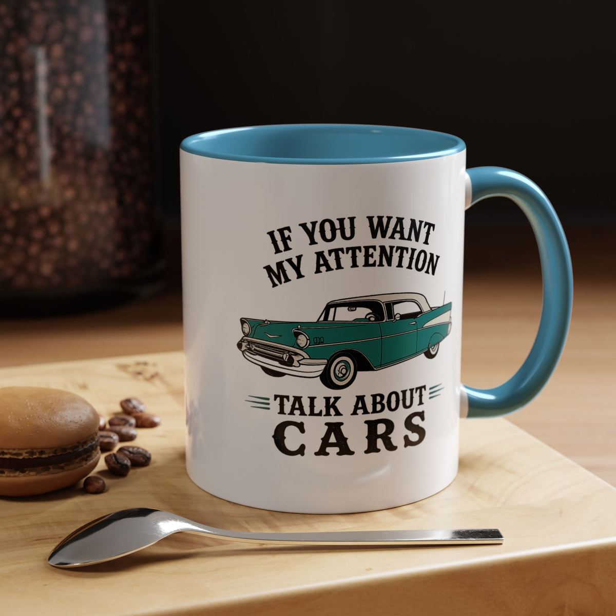 Funny Classic Car Lover Mug, If You Want My Attention Talk About Cars Coffee Mug, Vintage Car Enthusiast Gift for Dad