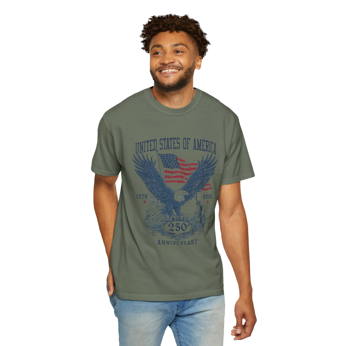 Patriotic Eagle Graphic T Shirt, America 250 Anniversary Tee, Vintage USA Flag Shirt, Fourth of July Americana Shirt for Men Women