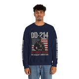 DD-214 Veteran Sweatshirt, Military Veteran Crewneck, American Flag Pullover, Veteran Gift for Him, Patriotic Fourth of July Top