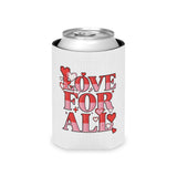 Love for All Can Cooler, Retro Pixel Heart Drink Sleeve, LGBTQ Pride Gift, Cute Summer Party Favor, Inclusive Gift for Friends
