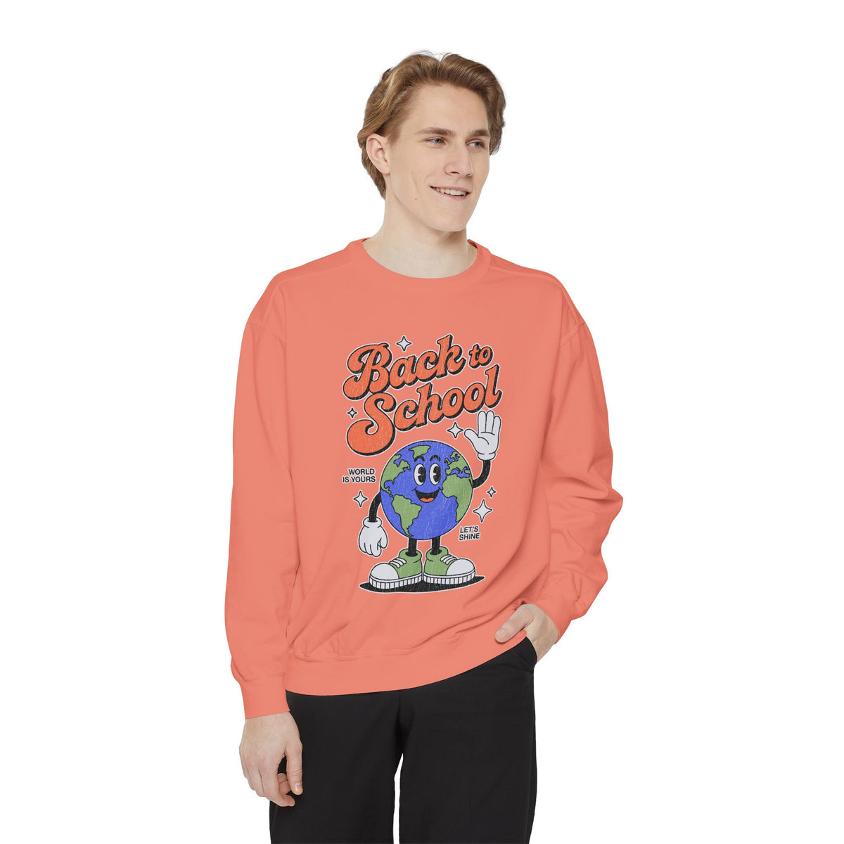 Back to School Earth Sweatshirt, Retro Globe Graphic Pullover, Teacher First Day Outfit, Student Gift, Classroom Crewneck, Educator Gift