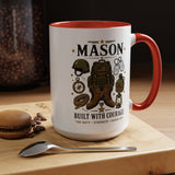 Personalized Army Soldier Mug, Built with Courage Coffee Cup, Custom Name Military Gift for Him, Veteran, Recruit or Service Member
