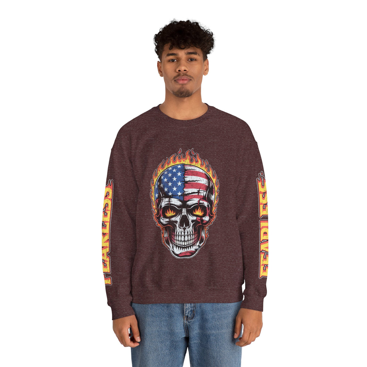 Patriotic Skull Sweatshirt, American Flag Skull Pullover, USA Biker Style Top, Edgy Americana Clothing, Fourth of July Gift