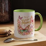 To My Wonderful Mum Butterfly Mug, Floral Mom Coffee Mug, Mother's Day Gift for Mum, Butterfly Coffee Cup, Mom Appreciation Gift