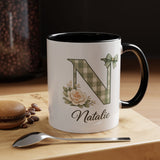 Personalized Monogram Mug with Custom Name, Floral Initial Coffee Mug for Women, Custom Letter Cup, Birthday Gift for Her, Bridesmaid Gift