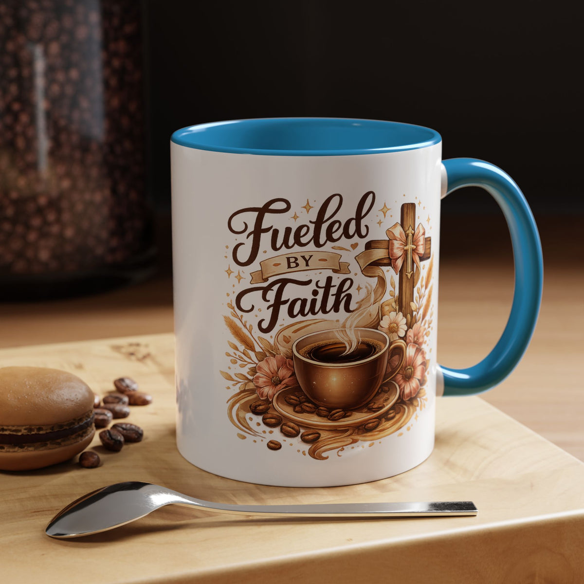 Christian Coffee Mug Fueled By Faith, Faith Based Coffee Cup, Religious Gift for Women, Prayer Warrior Mug, Inspirational Christian Gift