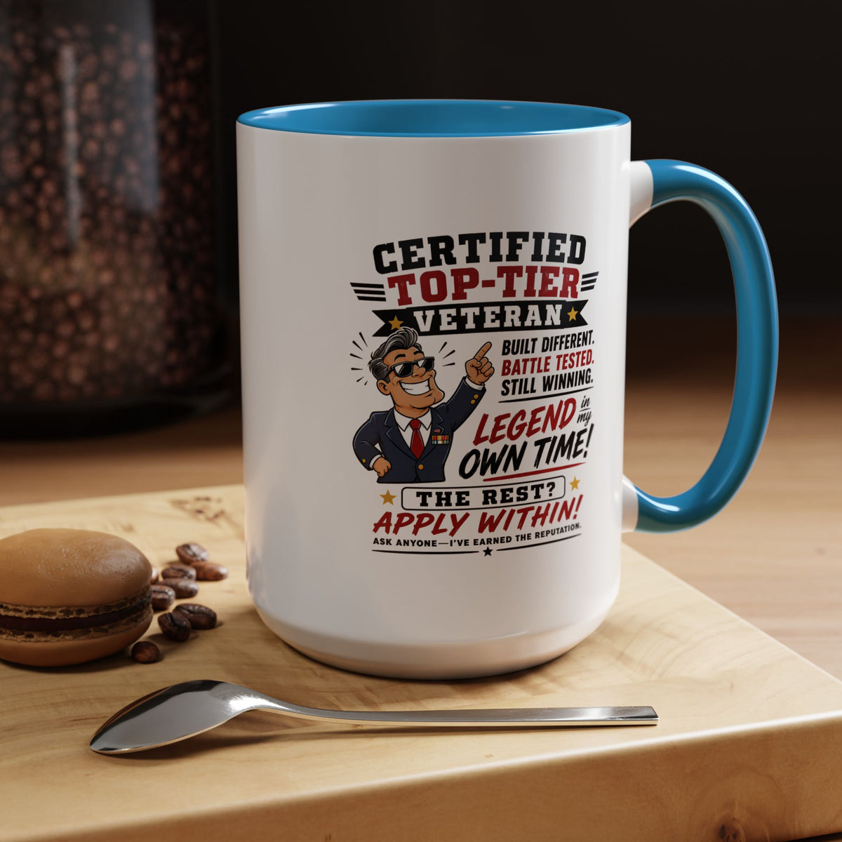 Funny Veteran Coffee Mug, Certified Top Tier Veteran Cup, Military Retirement Gift for Him, Veterans Day Birthday Present, Veteran Humor