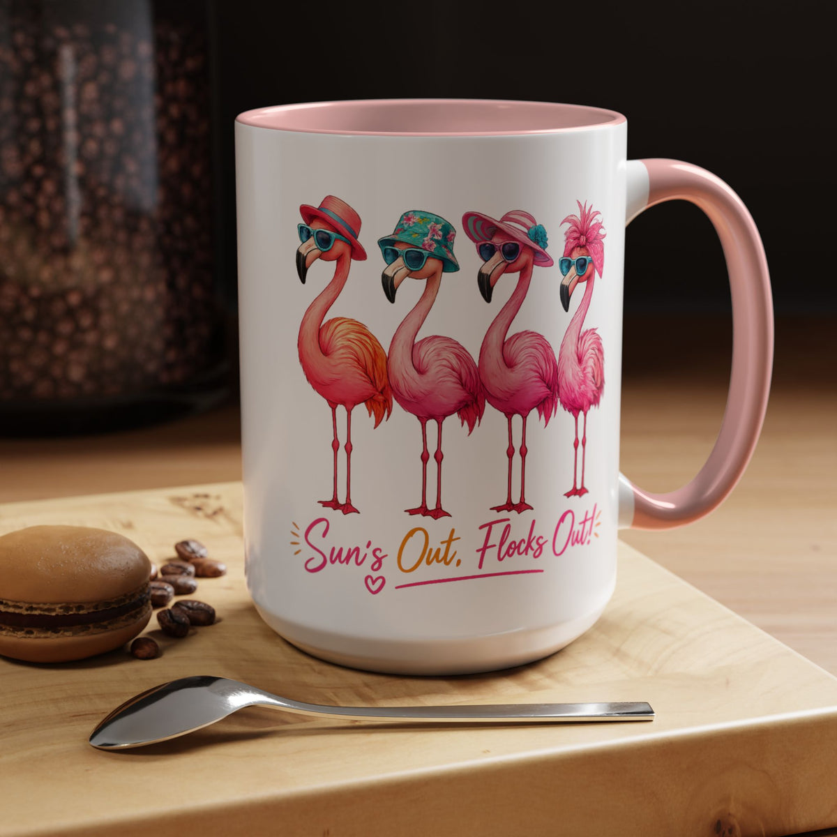 Funny Flamingo Coffee Mug, Sun's Out Flocks Out Mug, Pink Flamingo Summer Cup, Beach Lover Gift, Tropical Vacation Coffee Mug