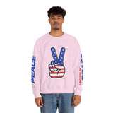 United in Peace Sweatshirt, Patriotic Peace Sign Crewneck, American Flag Pullover, USA 250th Anniversary Outfit, Fourth of July Gift
