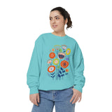 Retro Floral Graphic Sweatshirt, Colorful Botanical Pullover for Flower Lovers, Mid Century Garden Top, Cheerful Nature Gift for Her