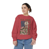 US Army Veteran Sweatshirt, American Flag Camo Crewneck, Military Dog Tag Pullover, Patriotic Soldier Gift, Retirement or Veterans Day Top