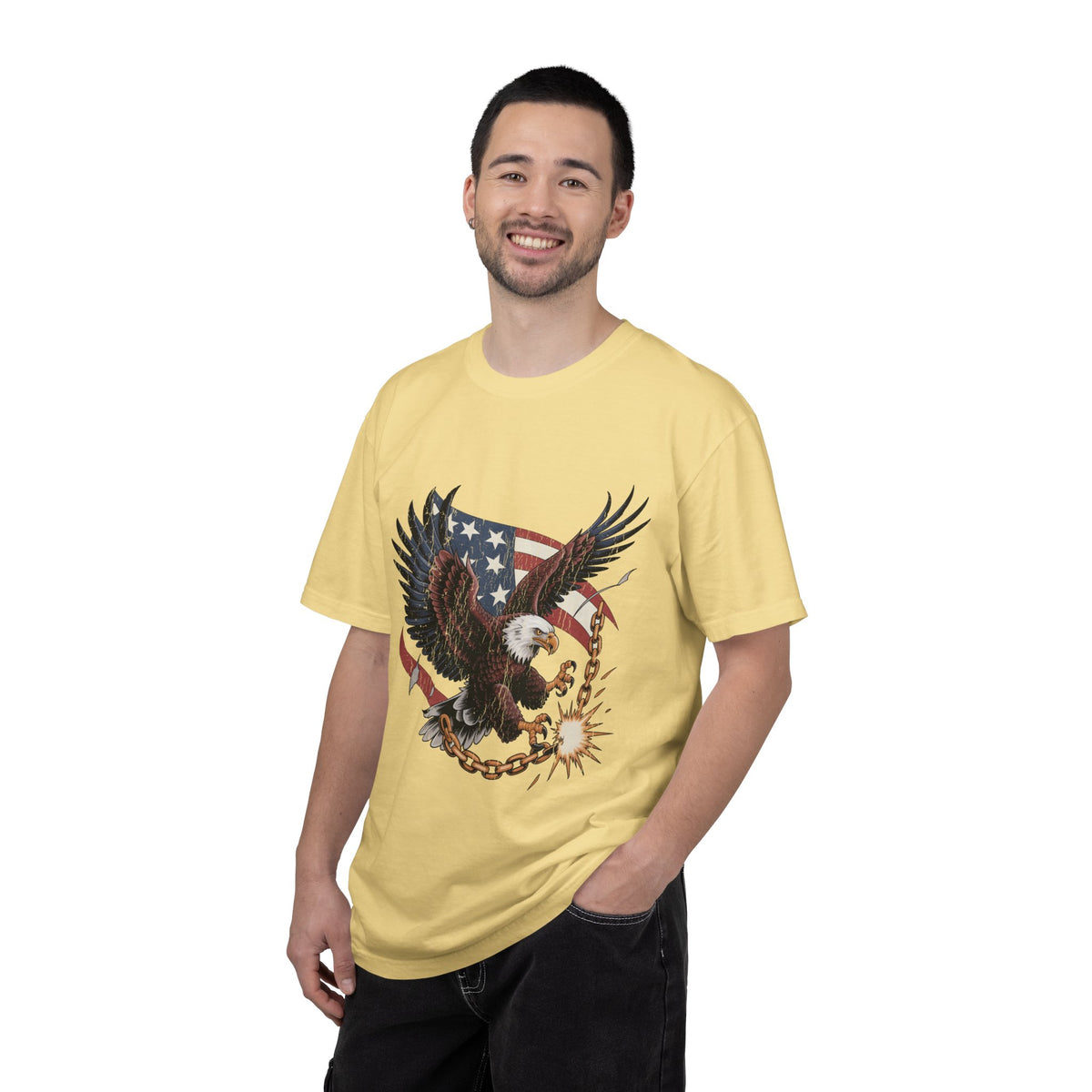 Patriotic Eagle Shirt, American Flag T Shirt, Bald Eagle Military Tee, Veteran Gift, USA Graphic Shirt, Fourth of July Patriotic Top