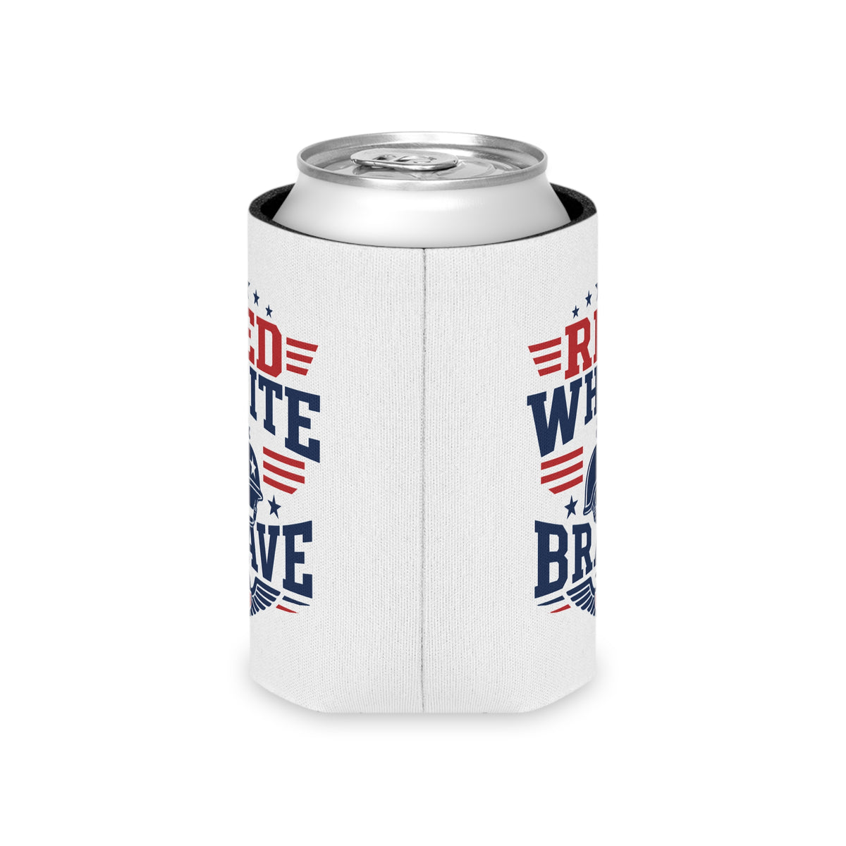 Patriotic Red White Blue Can Cooler, Military Inspired Drink Holder, American Flag Beverage Sleeve, Veteran Gift, USA Party Favor
