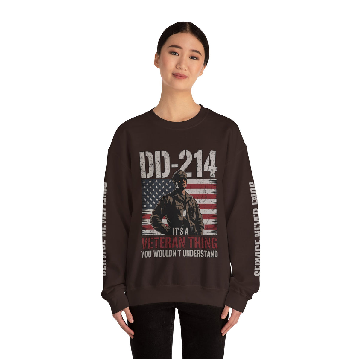 DD-214 Veteran Sweatshirt, Military Veteran Crewneck, American Flag Pullover, Veteran Gift for Him, Patriotic Fourth of July Top