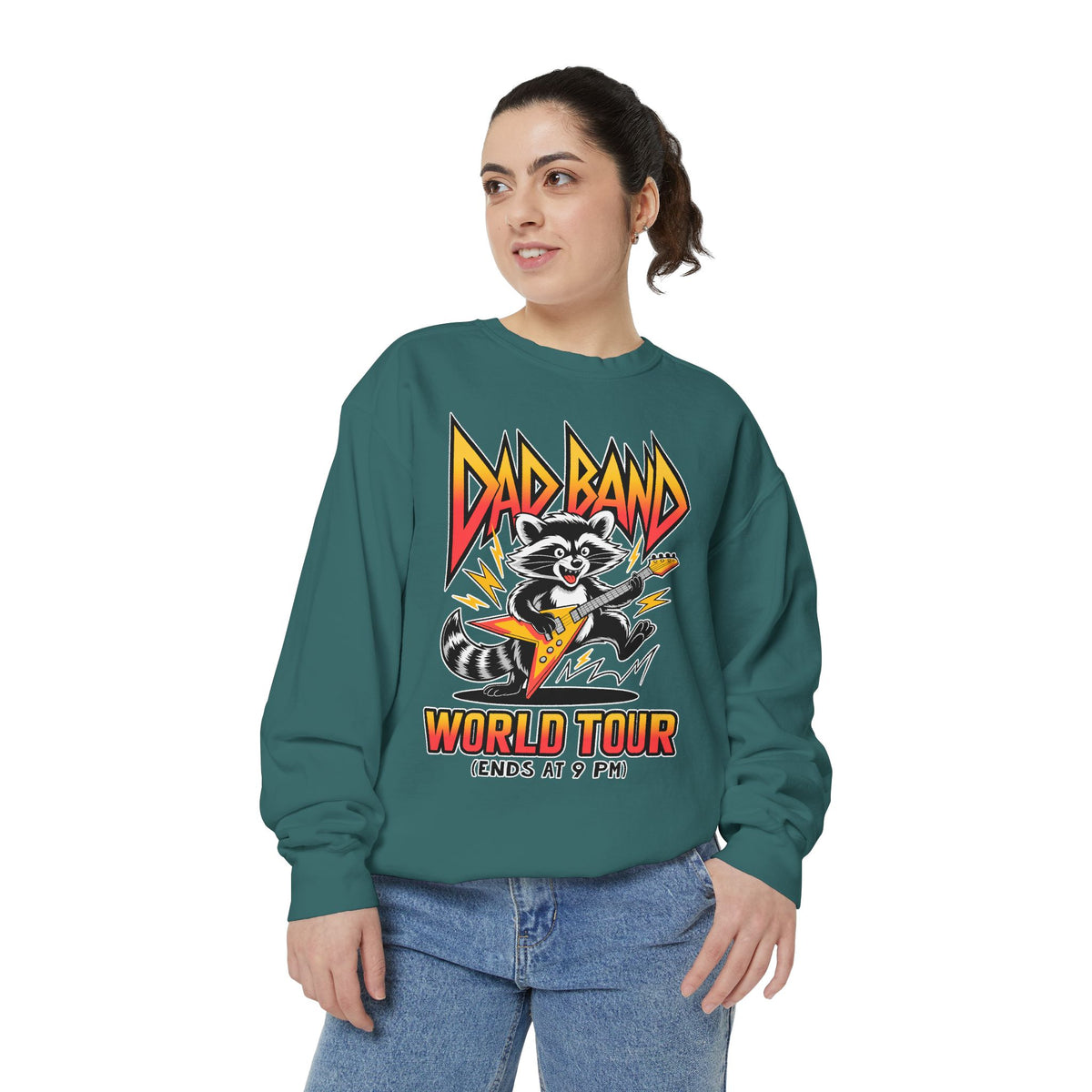 Funny Dad Band Comfort Colors Sweatshirt, Raccoon Rock Band Crewneck, World Tour Ends at 9 PM Sweatshirt, Father's Day Gift