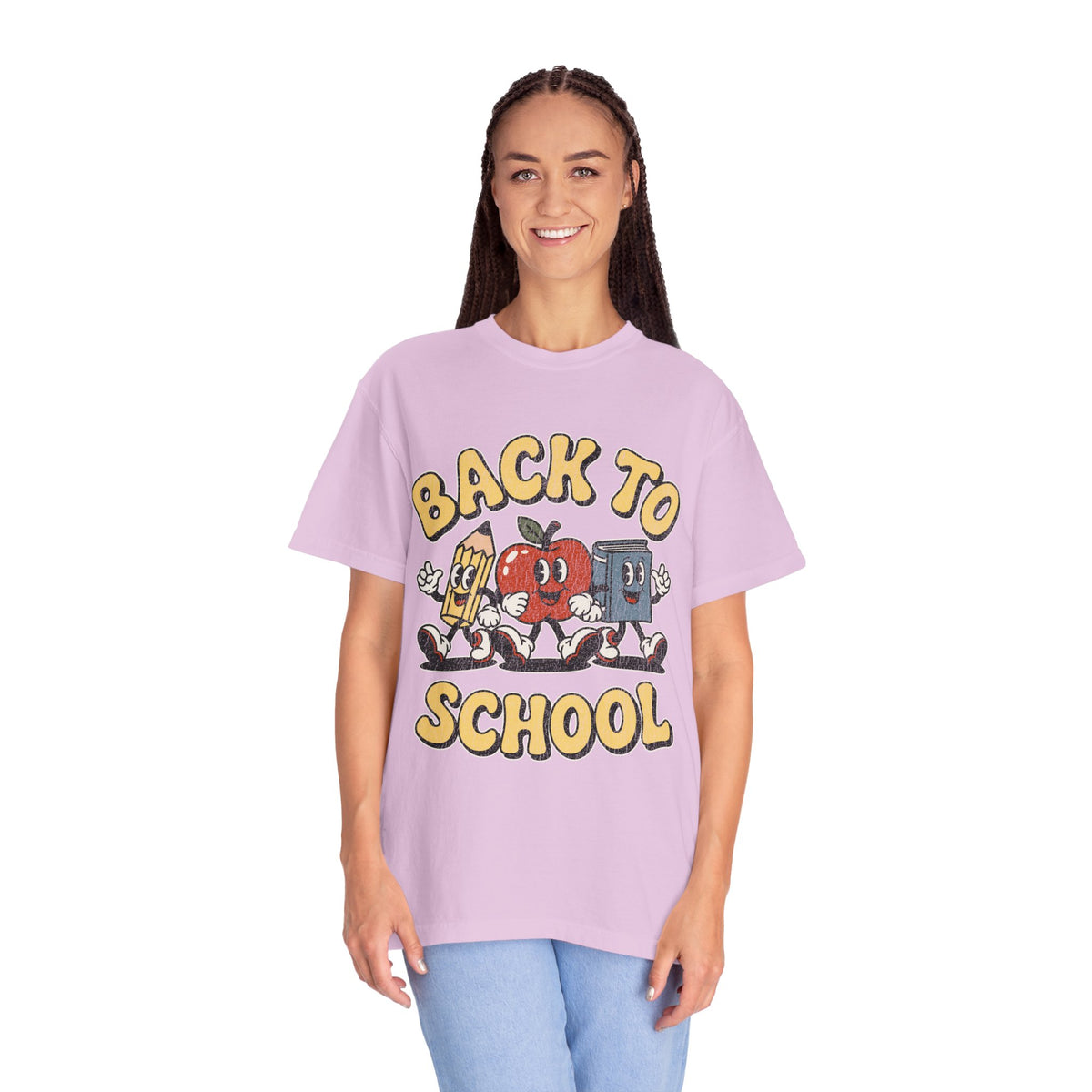 Back to School T-Shirt, Retro Apple Pencil and Book Graphic Tee, Teacher Shirt, First Day Classroom Outfit, Educator Gift, School Staff Top