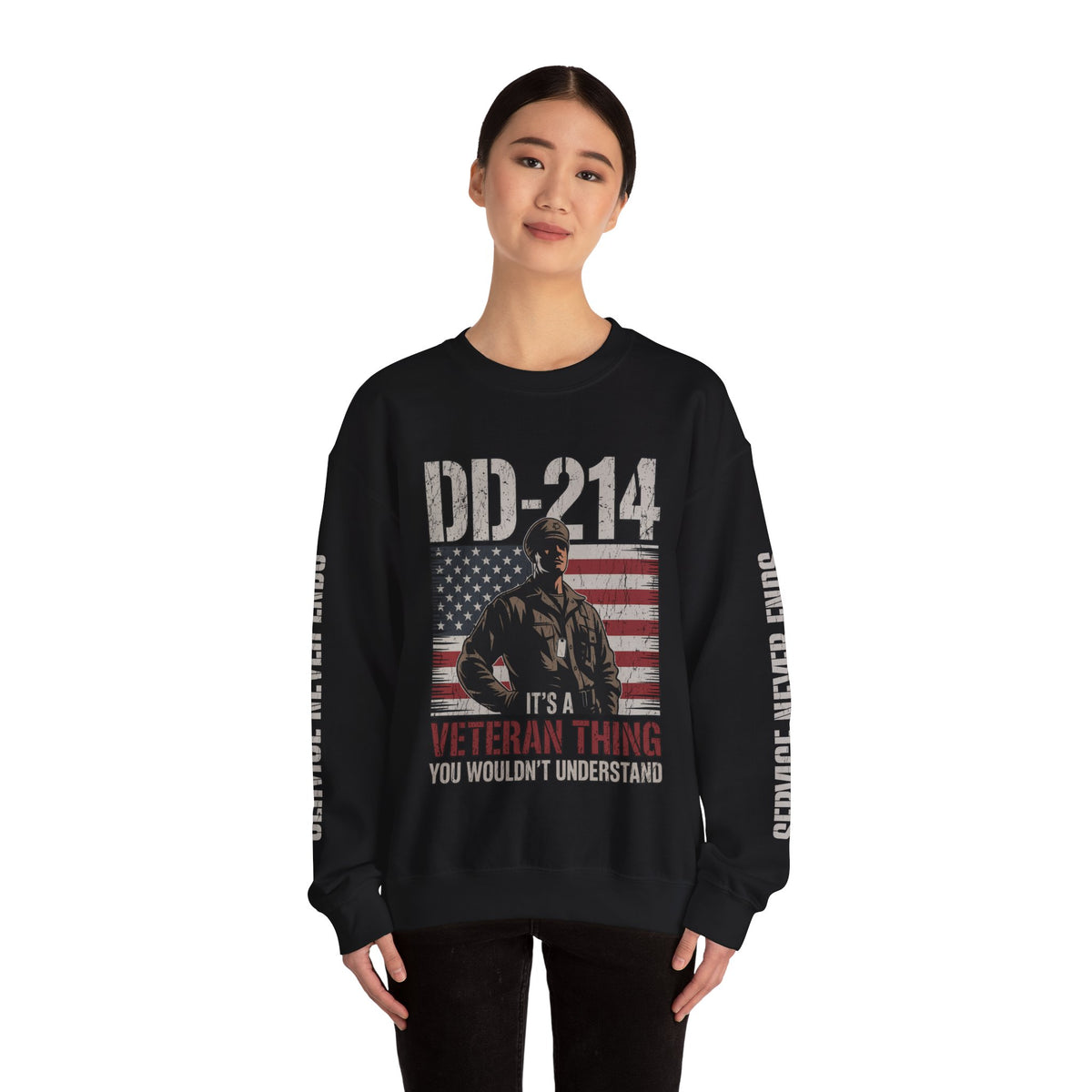 DD-214 Veteran Sweatshirt, Military Veteran Crewneck, American Flag Pullover, Veteran Gift for Him, Patriotic Fourth of July Top