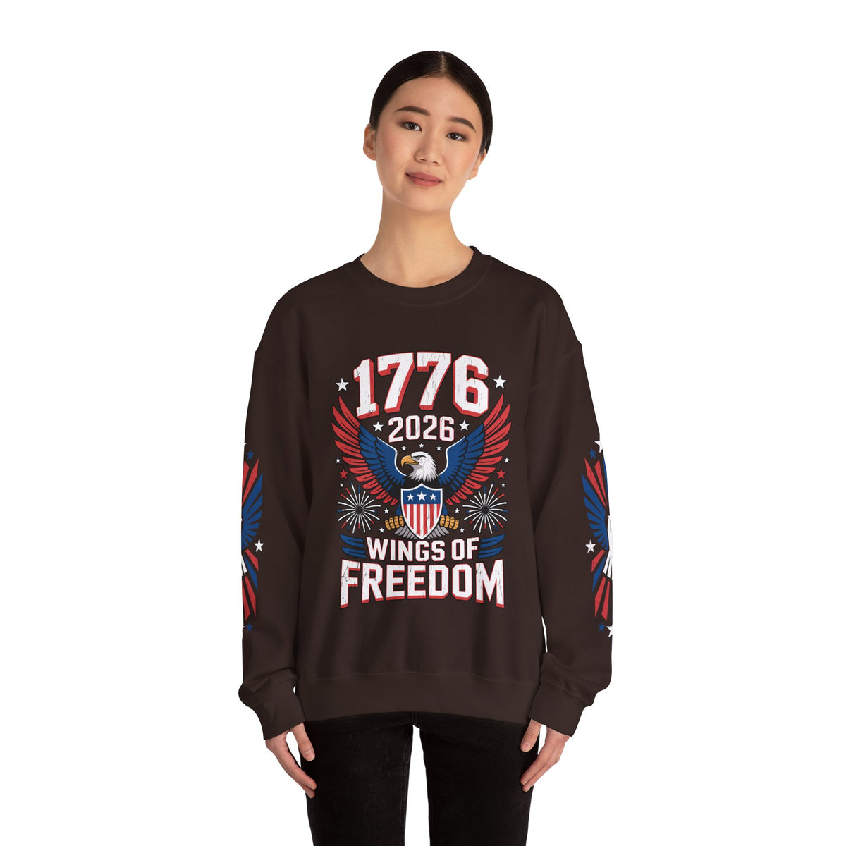 1776 Wings of Freedom Sweatshirt, Patriotic Eagle Pullover, American Flag Crewneck, USA 250th Anniversary Gift, Fourth of July Top