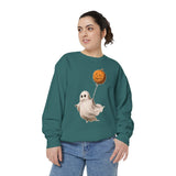 Cute Ghost Halloween Sweatshirt, Pumpkin Balloon Pullover, Vintage Spooky Season Gift for Women, Cozy October Fall Outfit for Ghost Loversv