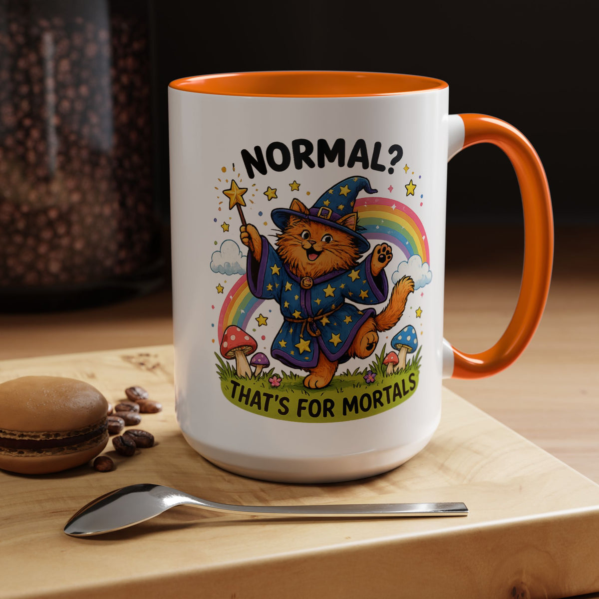 Funny Wizard Cat Mug, Normal That's For Mortals Coffee Mug, Magical Cat Lover Gift, Fantasy Wizard Kitty Mug for Book Lovers