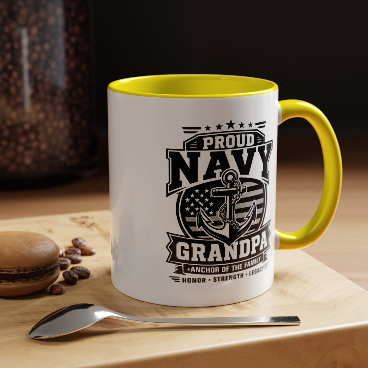 Proud Navy Grandpa Mug, US Navy Veteran Coffee Cup, Patriotic Military Grandfather Gift, Anchor of the Family Birthday Present