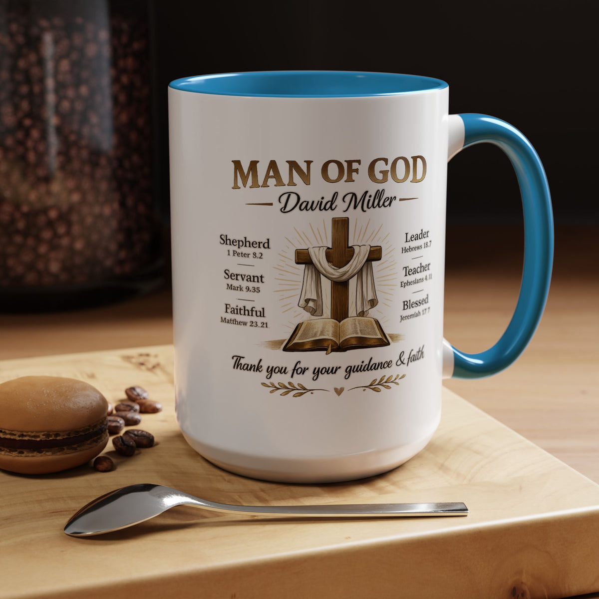 Personalized Man of God Mug, Christian Pastor Appreciation Gift, Custom Faith Coffee Mug for Pastor, Church Leader Thank You Gift